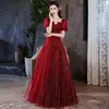 Vestido de Noche para Banquete para Mujer 2026 Verano Nuevo Azul Diseño Elegante Vestido para Actuación Vocal y Reunión Anual