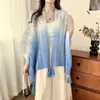Chal Chaleco Estilo Étnico de Yunnan Delgado Gradiente Azul y Blanco Abrigo Verano Nuevo Chal Tejido Hueco