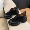 2026 Zapatos Pequeños de Cuero Retro Casuales de Suela Gruesa Tacón Grueso Zapatos de Salón Moda Otoño para Mujer Viaje Tacones Altos Mocasines de Suela Suave