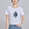 Camiseta de Manga Corta con Bordado de Hojas de Lentejuelas de Nuevo Estilo para Mujer Verano 2026, Camiseta de Algodón Mercerizado, Cuello Redondo, Aspecto Holgado Adelgazante