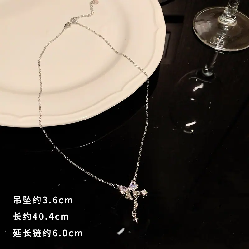 G3657银领结锆石项链