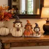 Decoración de Calabaza Fantasma Gato Negro de Madera para Halloween Habitación Escritorio Decoraciones Festivas Artesanías de Madera