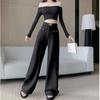 Calça Larga Bege de Alta Qualidade Transfronteiriça para Mulheres Nova Coleção Outono/Inverno 2025 Resistente com Tachas Cintura Alta Slim Casual Comprimento Total