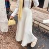 Falda de Punto con Flecos para Mujeres Pequeñas 2025 Nuevo Otoño e Invierno Cintura Alta Largo Medio Línea A Falda de Lana