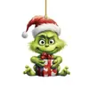 Decoración Popular Navideña Transfronteriza Grinch Bebé Colgante Decoración Árbol de Navidad Colgante Acrílico Plano Pequeño Colgante