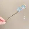 Pasador de Gama Alta con un Toque Femenino, Borlas y Flores de Estilo Antiguo, Pasador Versátil para Hanfu, Pasador para Recogido en la Parte Trasera de la Cabeza