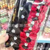 Clássico e Aconchegante Clipe de Cabelo para Menina com Laço Dupla Face de Veludo, Bloqueio de Cores Vermelho e Preto com Strass, Pinça de Tubarão de Tamanho Médio