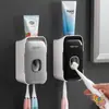 Dispensador de Pasta de Dientes Totalmente Automático Montado en la Pared Set Exprimidor para el Hogar Portacepillos de Dientes para Baño Sin Taladro