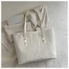 Bolsa Grande Estilo Coreano Feminina 2024 Nova Moda Grande Capacidade Bolsa de Ombro Ins Celebridade da Internet Padrão de Vinco de Bambu Bolsa Tote