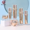 Frascos de Embalagem Cosmética Galvanizados em Ouro Brilhante, Frascos de Acrílico para Creme para Olhos, Frascos Dosadores de Loção Essencial