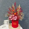 Mudanza a la Casa, Cubo de Frutas de la Fortuna, Decoración con Arreglo Floral, Cubo de Bendición Floral de Nochevieja con Frutas Rojas, Fabricante de Cubo de Abrazo de Año Nuevo con Frutas Rojas