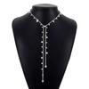 10559 Collar europeo y americano sexy de personalidad con borla larga de diamantes de imitación, temperamento simple, estilo discoteca, cadena trasera retro de moda
