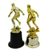 Prêmio de partida de futebol recompensa competição esportiva base de ouro galvanizado plástico troféu pequeno log personalizável