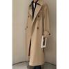 Chaqueta Cortavientos de Lana de Seda Peinada Estilo Xiaohe para Mujer en Primavera y Otoño Larga de Gama Alta Caqui Cuello Alto