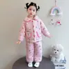 Pijama de Coral Fleece para Niñas de Invierno, Engrosado y Peludo, Adecuado para que las Niñas Pequeñas lo Usen Afuera, Conjunto de Ropa de Casa de Invierno para Niños