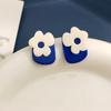 S925 Agulha de Prata Personalidade Elegante Klein Série Azul Brincos Design Simples Sentido Brincos Verão Brincos Populares