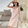 Pijamas sensuais femininos verão estilo francês swing colarinho suspensório saia estilo coreano impresso seda artificial nova alça camisola cross-border