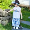 Conjunto de Colete de Verão para Meninos 2025 Novo Calça Anti-Mosquito Infantil Camiseta Duas Peças Tendência