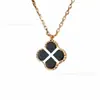 Collar de Trébol de Cuatro Hojas Mini de Alto Grado en Oro V para Mujer, Colgante de Ágata Madreperla de Doble Cara, Pulsera de la Suerte de Flor Única, Cadena para Clavícula