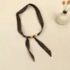 Colar Lenço de Seda com Contas de Bolinhas para Mulheres, Design Único, Gargantilha de Tecido Ajustável, Lenço de Pescoço, Acessório de Roupa