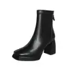 Superventas de Xiaohongshu Figura Petite Tacón Grueso Elegante Plataforma Impermeable Botines Elásticos Adelgazantes Otoño Nuevo Punta Cuadrada 34-42