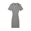 Exportação Transfronteiriça Roupas Femininas Outono e Inverno 2025 Estilo Europeu e Americano Gola Polo Malha Canelada Vestido Slim Z223203