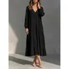 Otoño/Invierno 2026 Amazon Transfronterizo Europeo y Americano Nuevo Vestido Casual Holgado de Manga Larga con Cuello en V para Mujer
