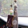 Colgante de loto para coche con calcedonia y hebilla de loto para espejo retrovisor, decoración para coche, joyería para coche