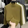 Nova Coleção Primavera/Outono 2026: Camisetas e moletons térmicos de fleece estilosos e versáteis para homens, tops quentes masculinos de cor sólida de alta qualidade