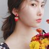 Brincos Sun Jiayu Zhu brilhosos mesmo estilo estudante fofo doce frutas stud brincos femininos amor morango joia de orelha