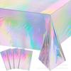 Mantel de Plástico Arcoíris Película Arcoíris Brillante Mantel Desechable Mantel de Película de Aluminio Holográfica Decoración de Fiesta Arcoíris