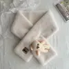 Cachecol de Urso de Pelúcia Falso de Coelho para Liquidação, para Homens e Mulheres, Aquecedor de Pescoço de Pelúcia Grosso de Inverno, Cachecol Cruzado Macio e Quente para Meninas