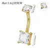 Anillos para Ombligo de Acero Inoxidable Galvanizado con Circonita Blanca Transfronterizos en Formas Cuadrada, Corazón y Gota con Joyería para Piercing de Rosca Interna