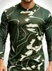 Camiseta de manga larga con cuello redondo, estampado geométrico y de camuflaje, camiseta con estampado de camuflaje 3D, 100% poliéster, cuello redondo