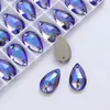 Cristal de Vidrio Ab Color Gota de Agua K9 de Alta Calidad Fondo Plano Doble Agujero Pedrería Cosida a Mano Accesorios para Joyería DIY, Accesorios para Bolsos y Ropa
