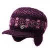 Gorro de invierno para mujer, mujer mayor, forrado de polar, cálido, gorro de lana tejido, gorro para mujer de mediana edad y mayor, gorro con orejeras de pico forrado de polar
