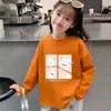Camiseta de Algodão Puro para Crianças Primavera e Outono, Top Estiloso e Macio Estampado para Meninas, Camiseta Básica de Manga Longa para Meninos, Roupa Infantil