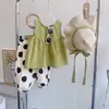 Traje Casual de Algodón Puro con Lunares para Bebé Niña 2026 Conjunto de Verano Top sin Mangas para Niñas Pantalones Anchos de Lunares Conjunto de Dos Piezas