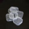 1 pequena caixa quadrada de plástico transparente de 3,5 x 3,5 x 2 cm, caixa transparente longa para protetores auriculares, mini caixa de armazenamento de joias