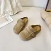 Mocasines de terciopelo estilo coreano para niñas con diseño de punta cerrada, adecuados para usar al aire libre, Nuevos de Primavera 2026 Zapatos perezosos tipo Birkenstock de suela suave sin cordones