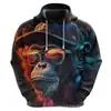 Sudadera con capucha informal para hombre, diseño de Gorila de Moda Personalizado, Impresión 3D, Nueva, Venta Directa de Fábrica, Suministro Transfronterizo