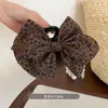 Parece cheio~ Prendedor de garra com laço de estampa de leopardo para mulheres, de alta qualidade, moderno, estiloso, acessório de cabelo, presilha de cabelo, presilha tubarão de tamanho grande, garra de cabelo