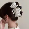 Pinza para el Cabello Elegante de Lunares con Lazo Estilo Francés para Mujer, Sensación de Alta Gama, Pasador para la Parte Posterior de la Cabeza, Accesorio para el Cabello Dulce Coreano de Pinza de Tiburón