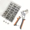 Stock de fábrica 100 juegos tornillos de acero inoxidable plateados de 15 mm broches blancos grandes botones de lona de presión cierres a presión metálicos