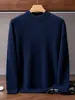 Nuevo suéter de cachemira para otoño e invierno para hombre, jersey, color liso, cuello semi-alto, suéter de lana, estilo de negocios, talla grande, suéter de capa base