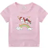 Unicornio Nueva Ropa Infantil Camiseta de Manga Corta de Verano para Niños Camiseta Básica de Algodón para Niñas Camiseta de Manga Media para Bebé Top Infantil