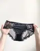 Ropa interior de encaje con lazo de corazón grande y deseo puro francés para mujer, transpirable, cómoda y sexy, con refuerzo de algodón puro para mujer