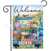 Bandera de Jardín de Primavera y Verano de Venta Caliente Transfronteriza Bienvenida Decoración Exterior Lino Doble Cara Venta Directa de Fábrica