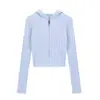 Cardigan com capuz de tricô torcido estilo suave para mulheres plus size, casaco suéter casual com zíper para outono e inverno, top curto que afina a cintura