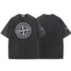 Camiseta de Manga Curta Algodão Puro Unisex Casal Ilha Estilo Novo Verão Pedra Bússola Grande Bordada Patch Lavado Vintage